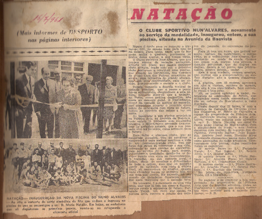 Inauguração da “nova piscina”, 1961